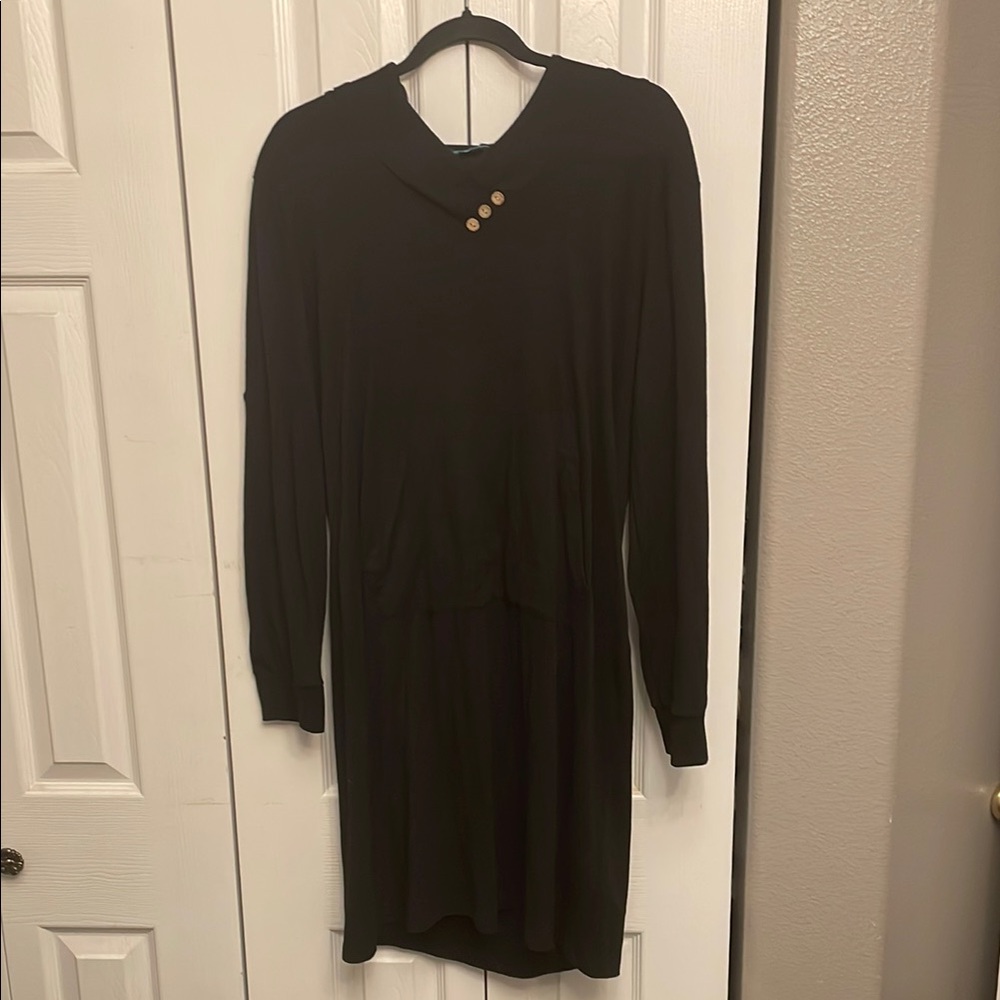 Hooded long sleeved-shirt dress